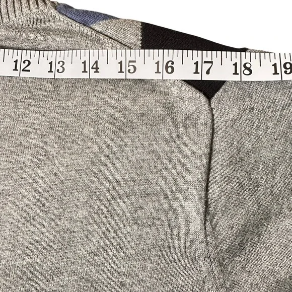 VTG Dockers Men's Argyle‎ Sweater Medium Gray Blue Cotton Crewneck Preppy Golf - Picture 10 of 11